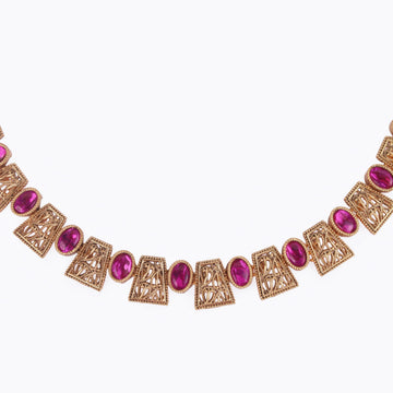 Rajwadi gold plated choker necklace set with maang tikka for a roka or sagai