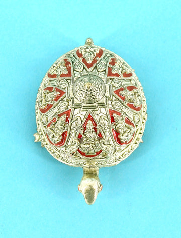 Traditional "Tortoise and Laxmi Ji Design" Brass Antique Gold Plated Idol (Murti)