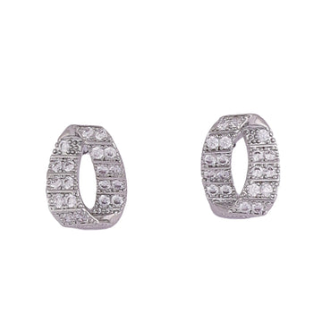 Round shape CZ silver plated stud earring