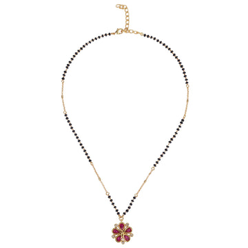 Traditional flower design black beads gold plated princess necklace