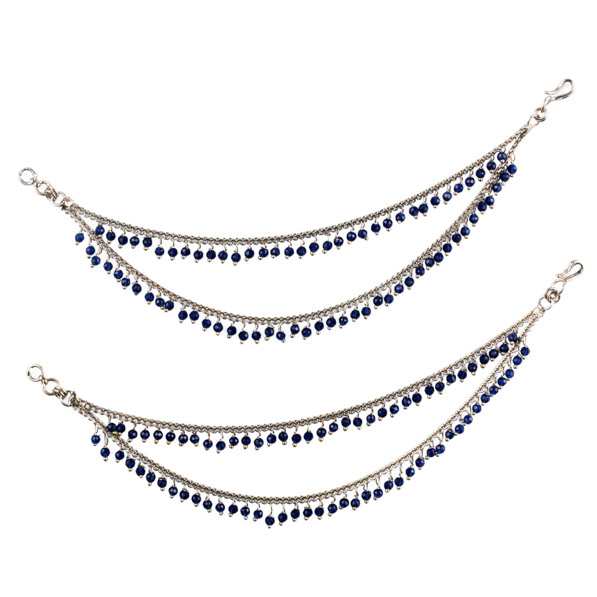 Saloni Fashion Jewellery 3 String Long Chain Gold Plated Set of 2 Pearl Ear-Chain (Kaanchain) For Women