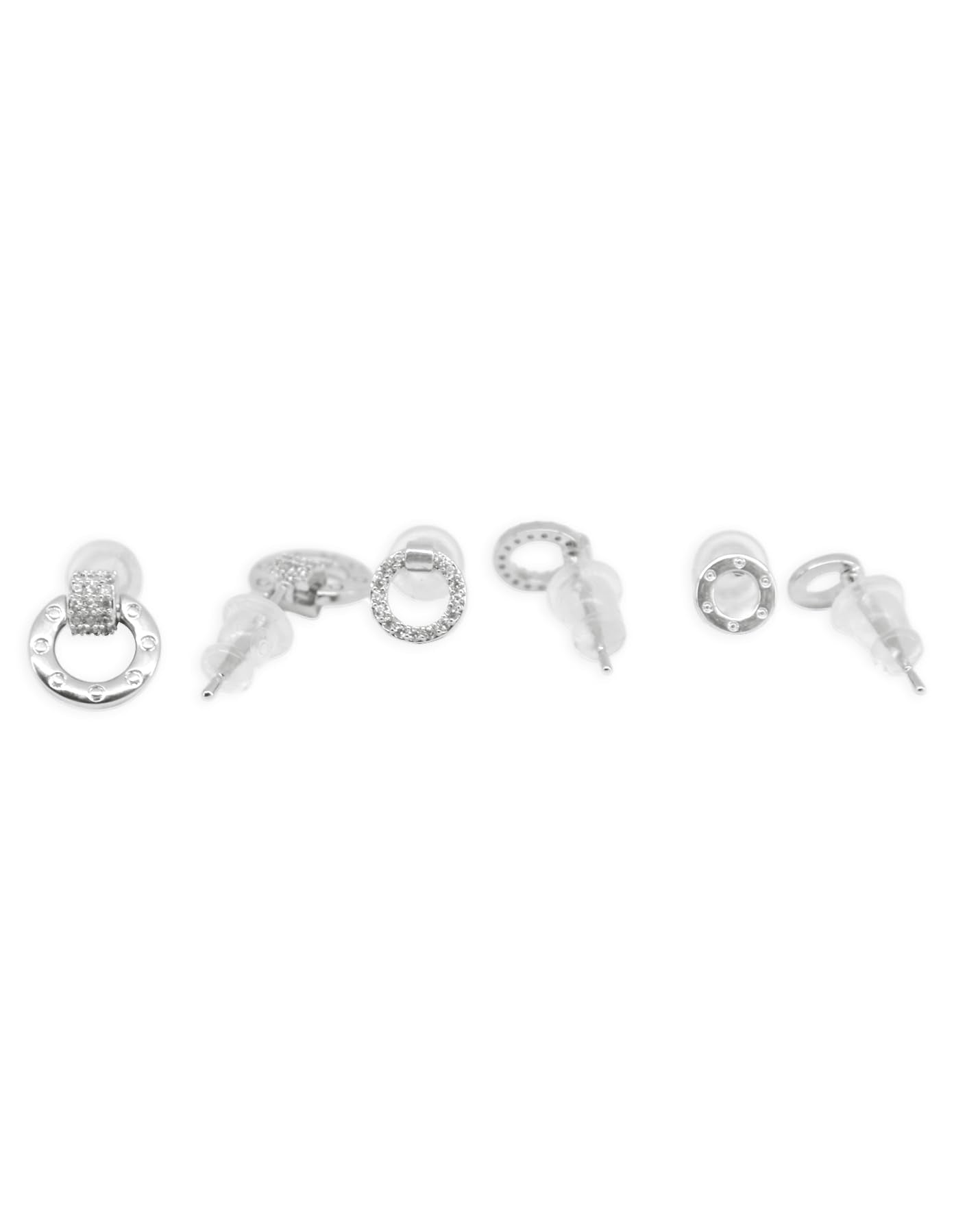 Saloni Fashion Jewellery Smooth Round Shape Combo of 3 Silver Plated Stud Earring For Women and Girls
