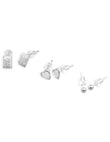 Saloni Fashion Jewellery Square and Heart Shape Combo of 3 Silver Plated Stud Earring For Women and Girls - view 2