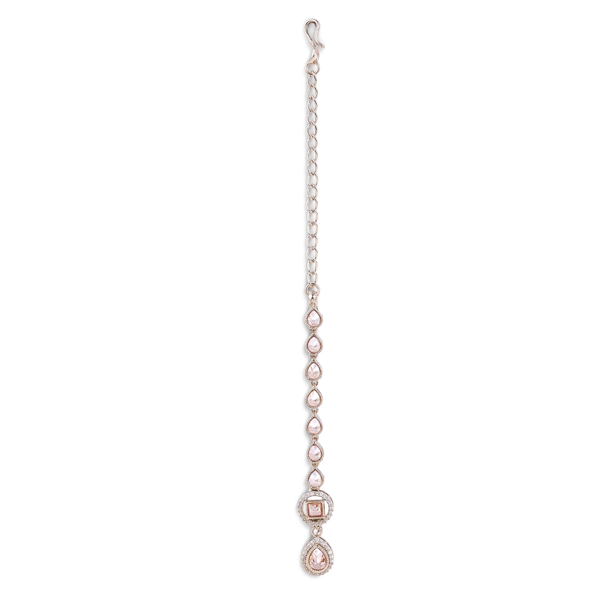 Saloni Fashion Jewellery Traditional Oval Shape Silver Gold Plated Brass Maang Tikka For Women