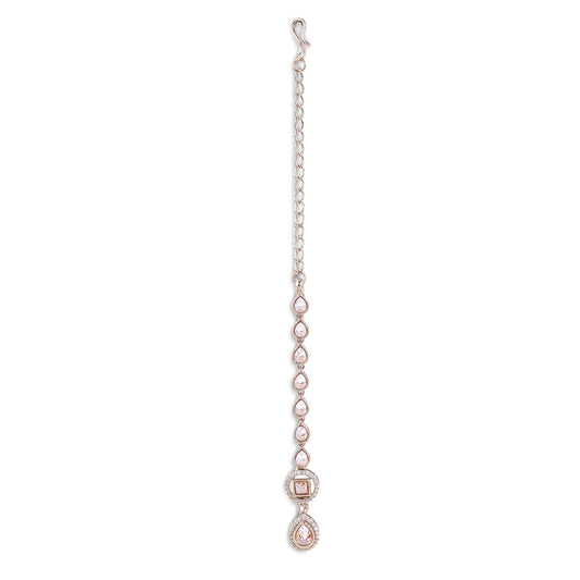 Saloni Fashion Jewellery Traditional Oval Shape Silver Gold Plated Brass Maang Tikka For Women