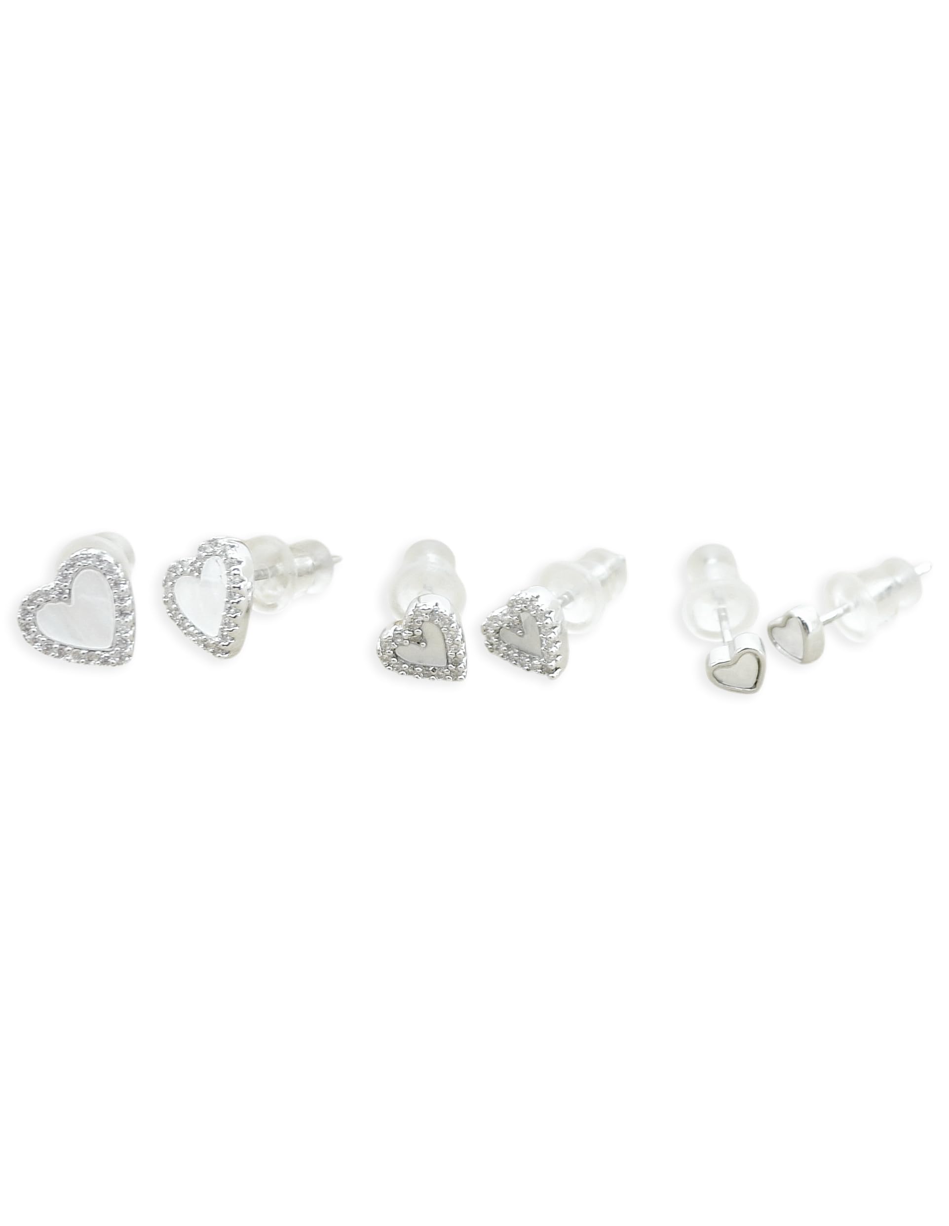 Saloni Fashion Jewellery Lovely Heart Shape Combo of 3 Silver Plated Stud Earring For Women and Girls