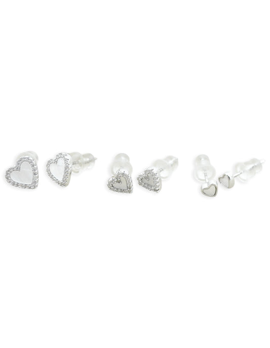 Saloni Fashion Jewellery Lovely Heart Shape Combo of 3 Silver Plated Stud Earring For Women and Girls
