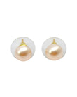 Saloni Fashion Jewellery Modish Round shape Mother of Pearl 1 Pair Gold Plated Stud Earring For Women and Girls - view 2
