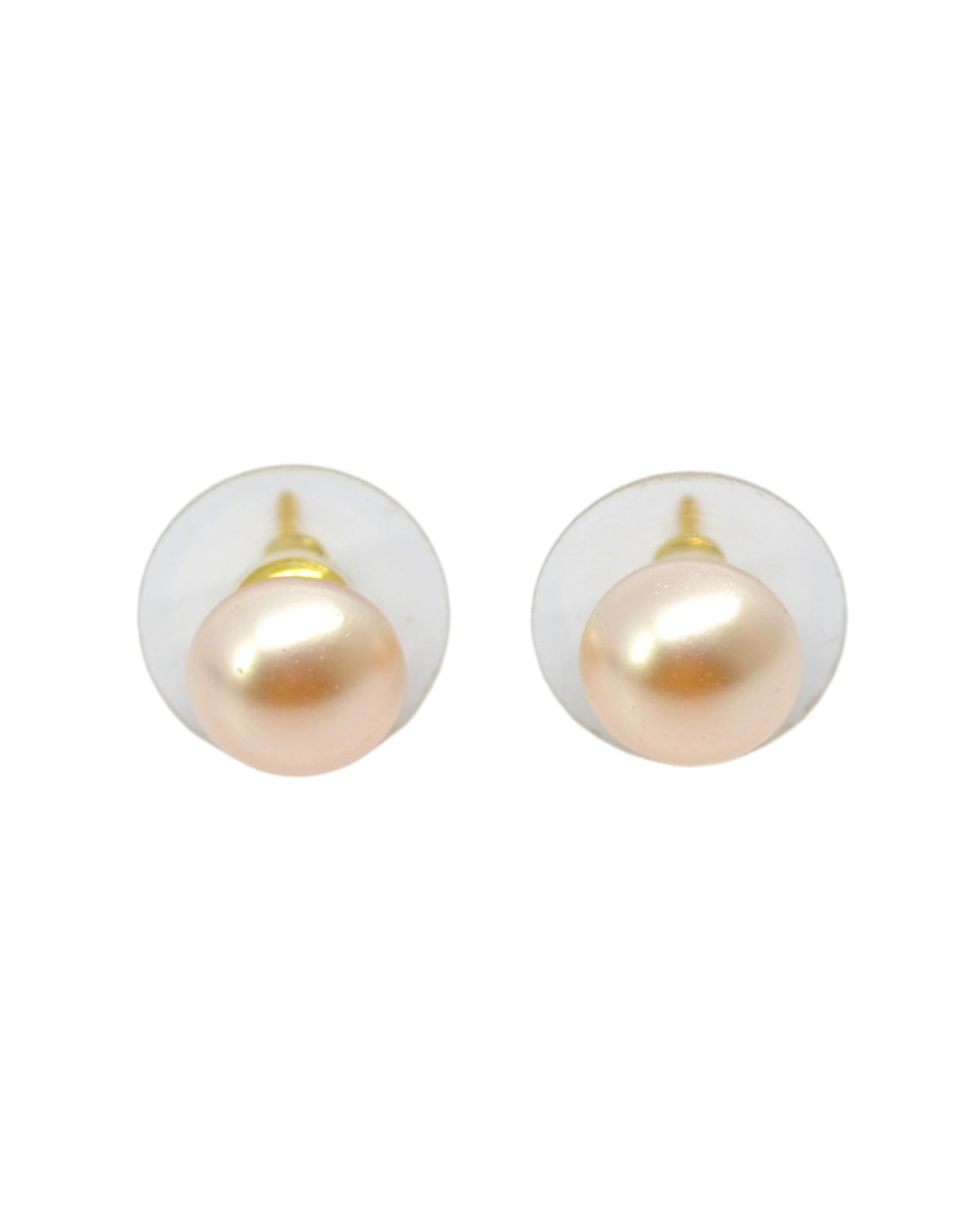 Saloni Fashion Jewellery Modish Round shape Mother of Pearl 1 Pair Gold Plated Stud Earring For Women and Girls