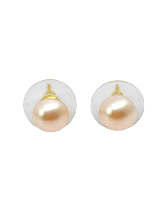 Saloni Fashion Jewellery Modish Round shape Mother of Pearl 1 Pair Gold Plated Stud Earring For Women and Girls