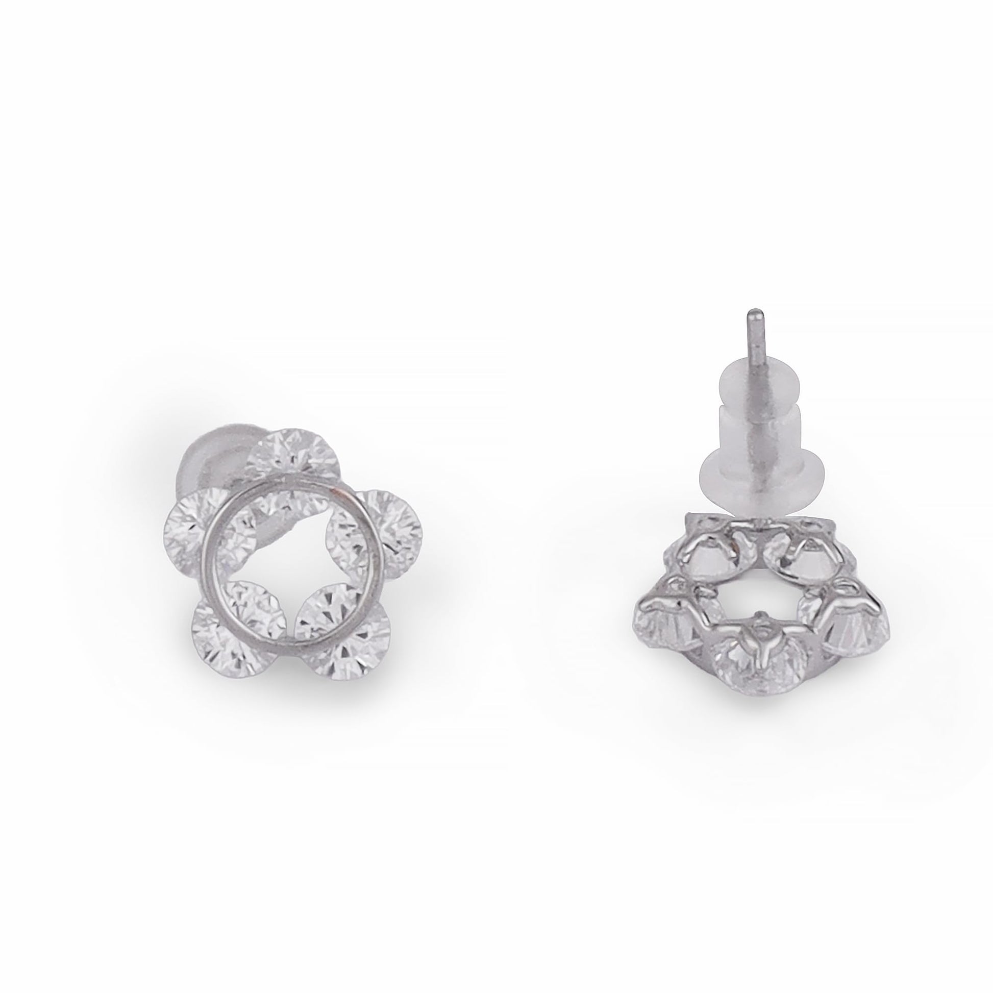 Saloni Fashion Jewellery Desirable Round Shape Silver Plated Stud Earring For Women