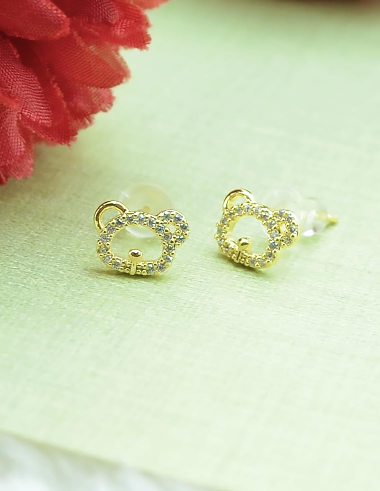 Saloni Fashion Jewellery Trendy Caty Mau Shape Combo of 3 Gold Plated Stud Earring For Women and Girls