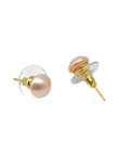 Saloni Fashion Jewellery Modish Round shape Mother of Pearl 1 Pair Gold Plated Stud Earring For Women and Girls - view 3