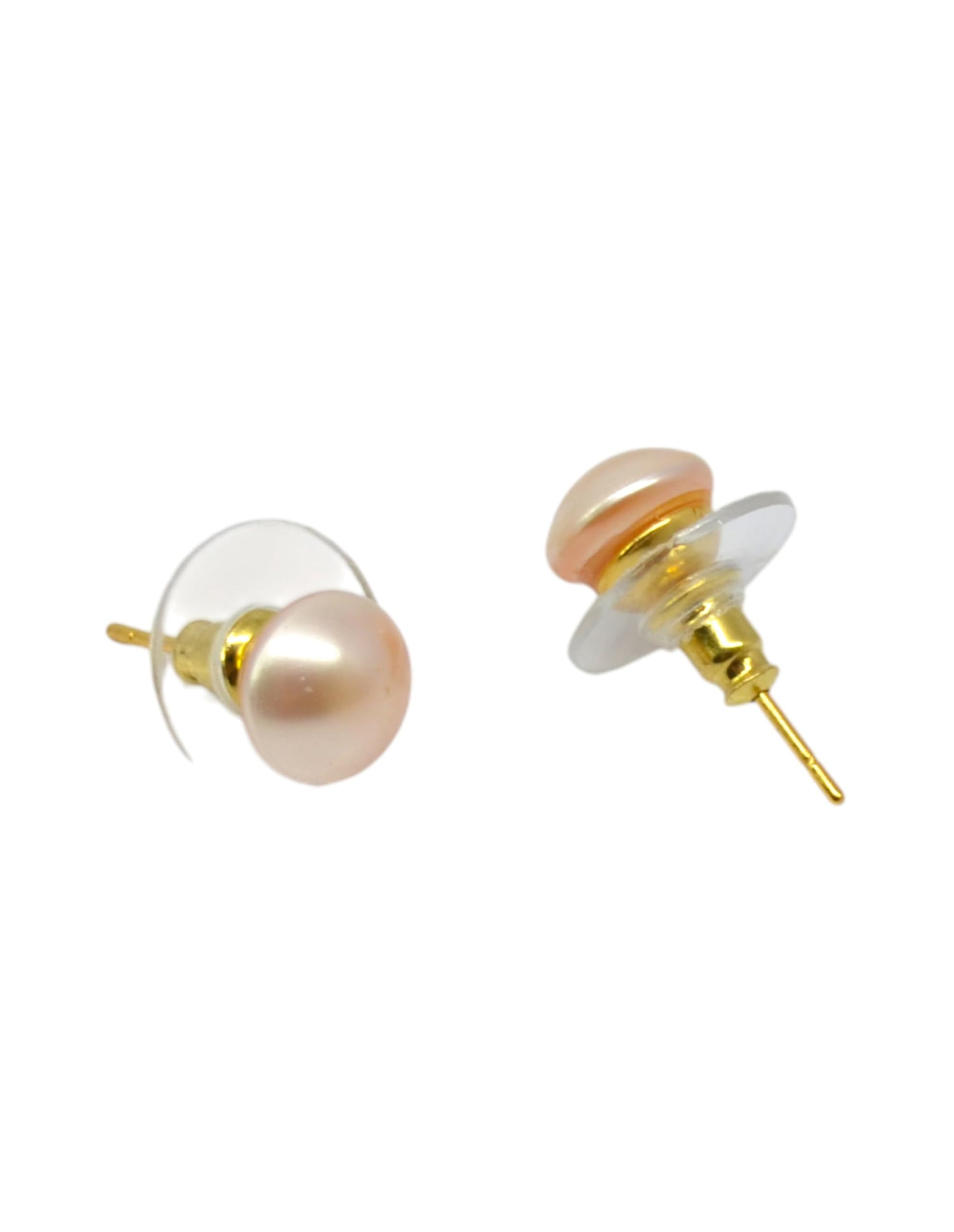 Saloni Fashion Jewellery Modish Round shape Mother of Pearl 1 Pair Gold Plated Stud Earring For Women and Girls