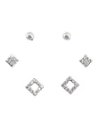 Saloni Fashion Jewellery Triangle Shape CZ Brass Silver Plated Set of 3 Combo Stud Earring For Women and Girls - view 2