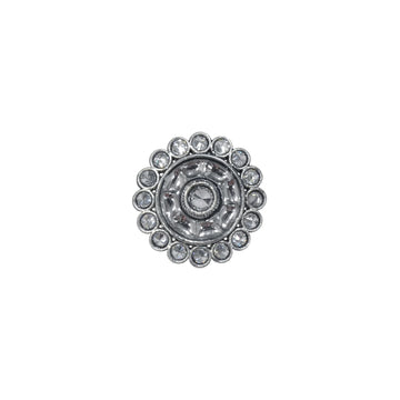Saloni Fashion Jewellery Splendid Round Shape Silver Plated Kundan Stone Adjustable Finger Ring For Women and Girls