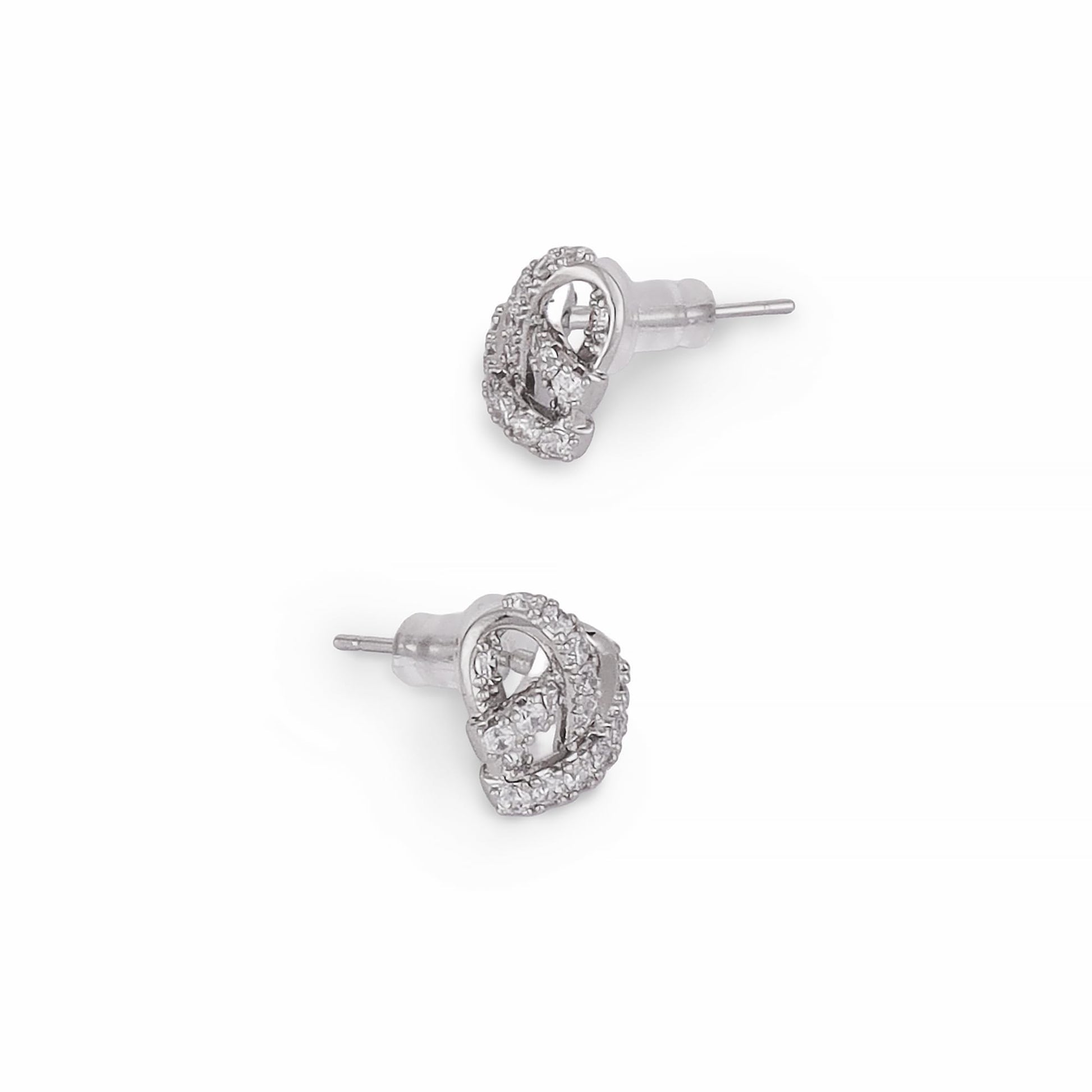 Saloni Fashion Jewellery Modern Heart Shape Silver Plated Stud Earring For Women