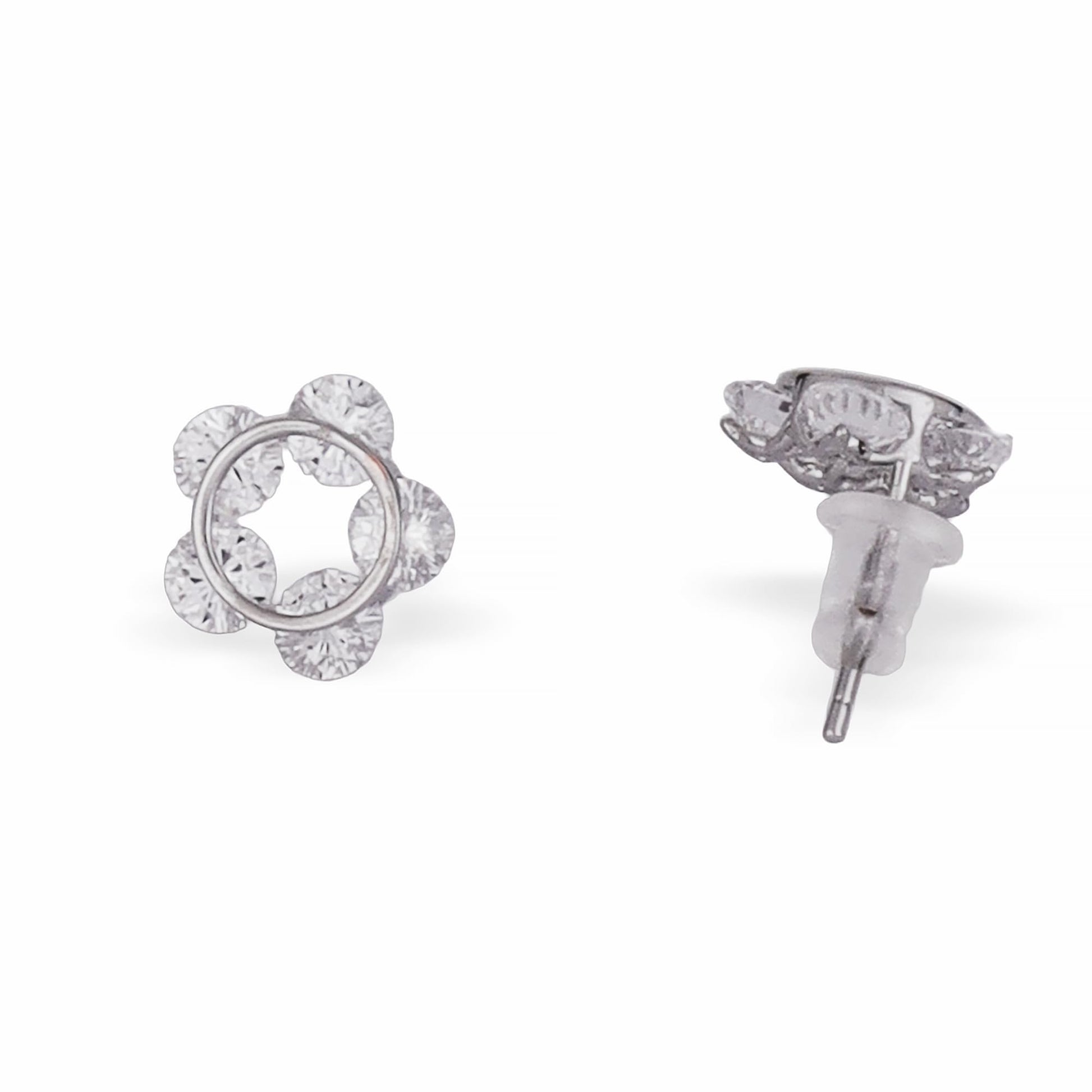 Saloni Fashion Jewellery Desirable Round Shape Silver Plated Stud Earring For Women