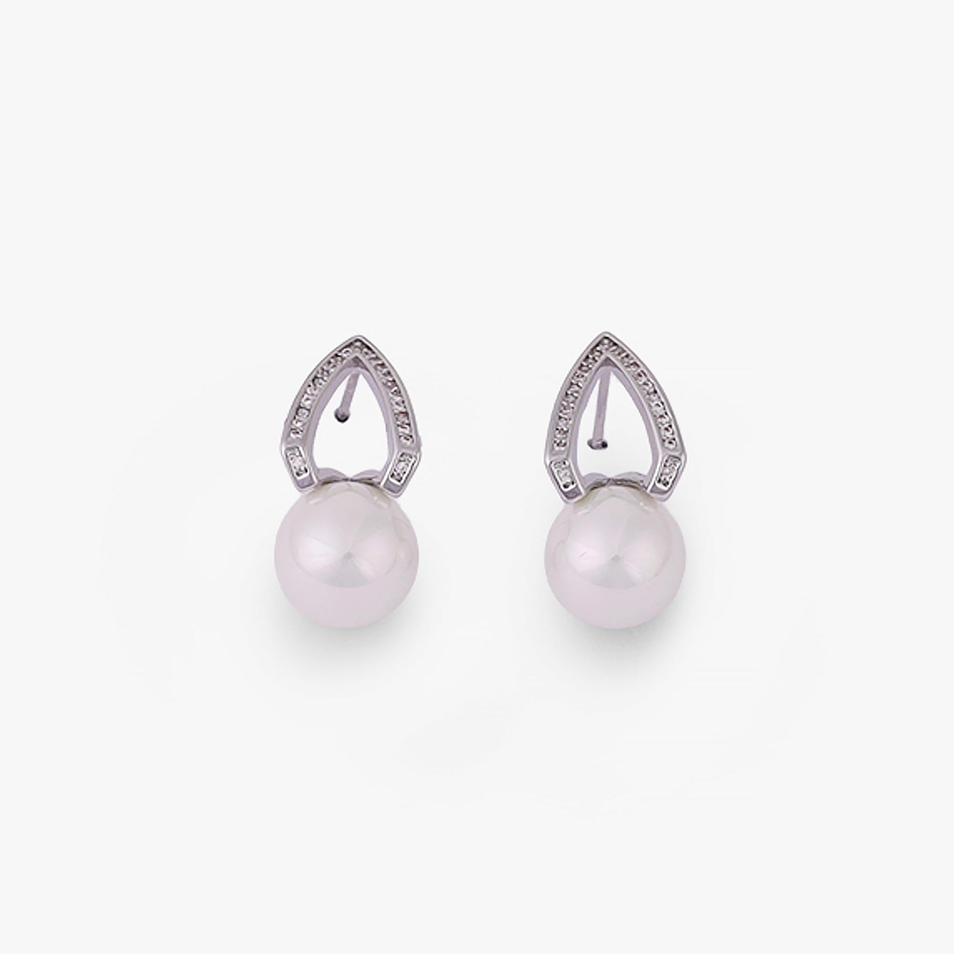 Saloni Fashion Jewellery Fancy Oval Shape Studded CZ Silver Plated Combo Set of 2 Stud Earring For Women