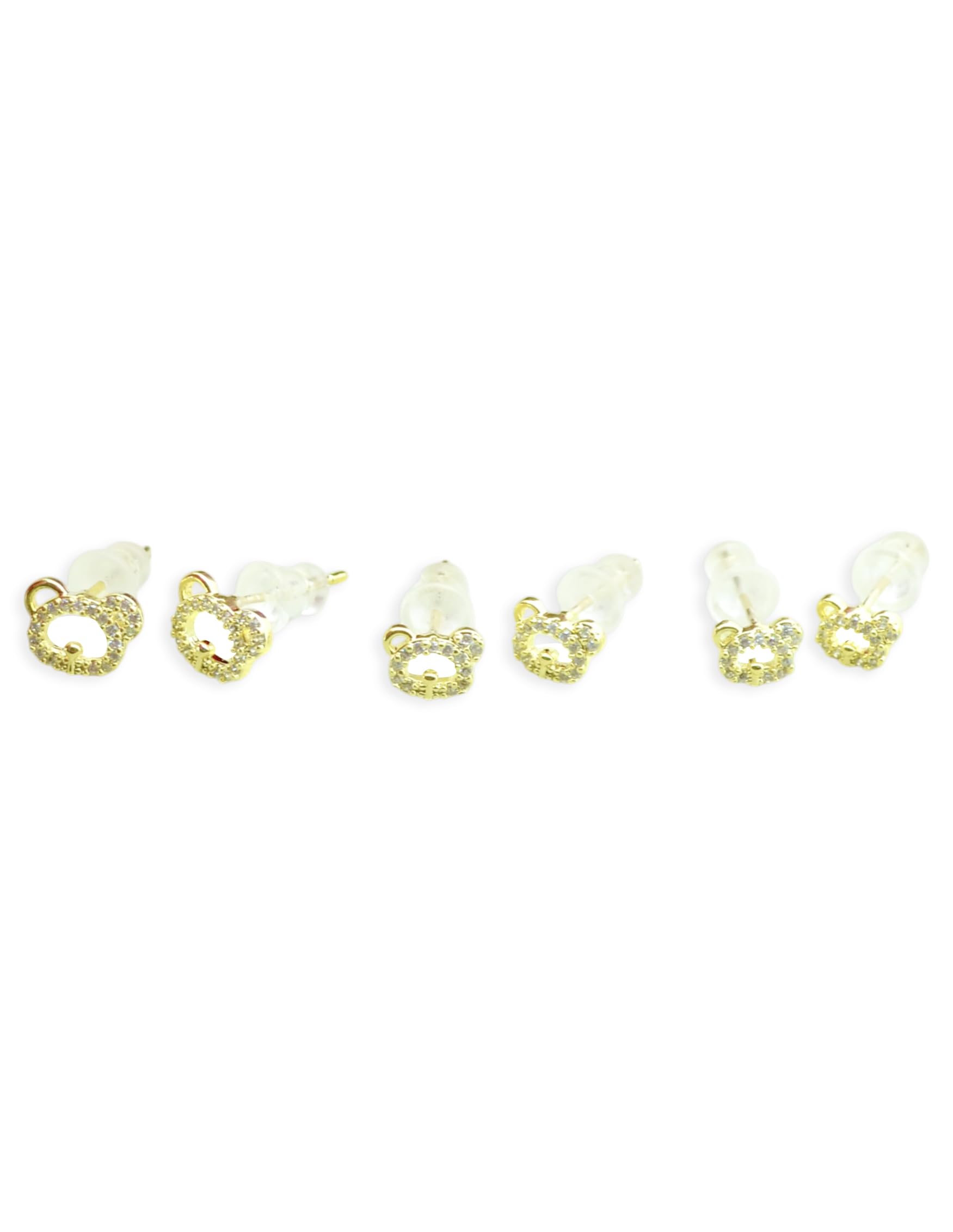 Saloni Fashion Jewellery Trendy Caty Mau Shape Combo of 3 Gold Plated Stud Earring For Women and Girls