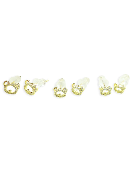 Saloni Fashion Jewellery Trendy Caty Mau Shape Combo of 3 Gold Plated Stud Earring For Women and Girls