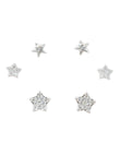 Saloni Fashion Jewellery Star Design CZ Brass Silver Plated Set of 3 Combo Stud Earring For Women and Girls - view 2