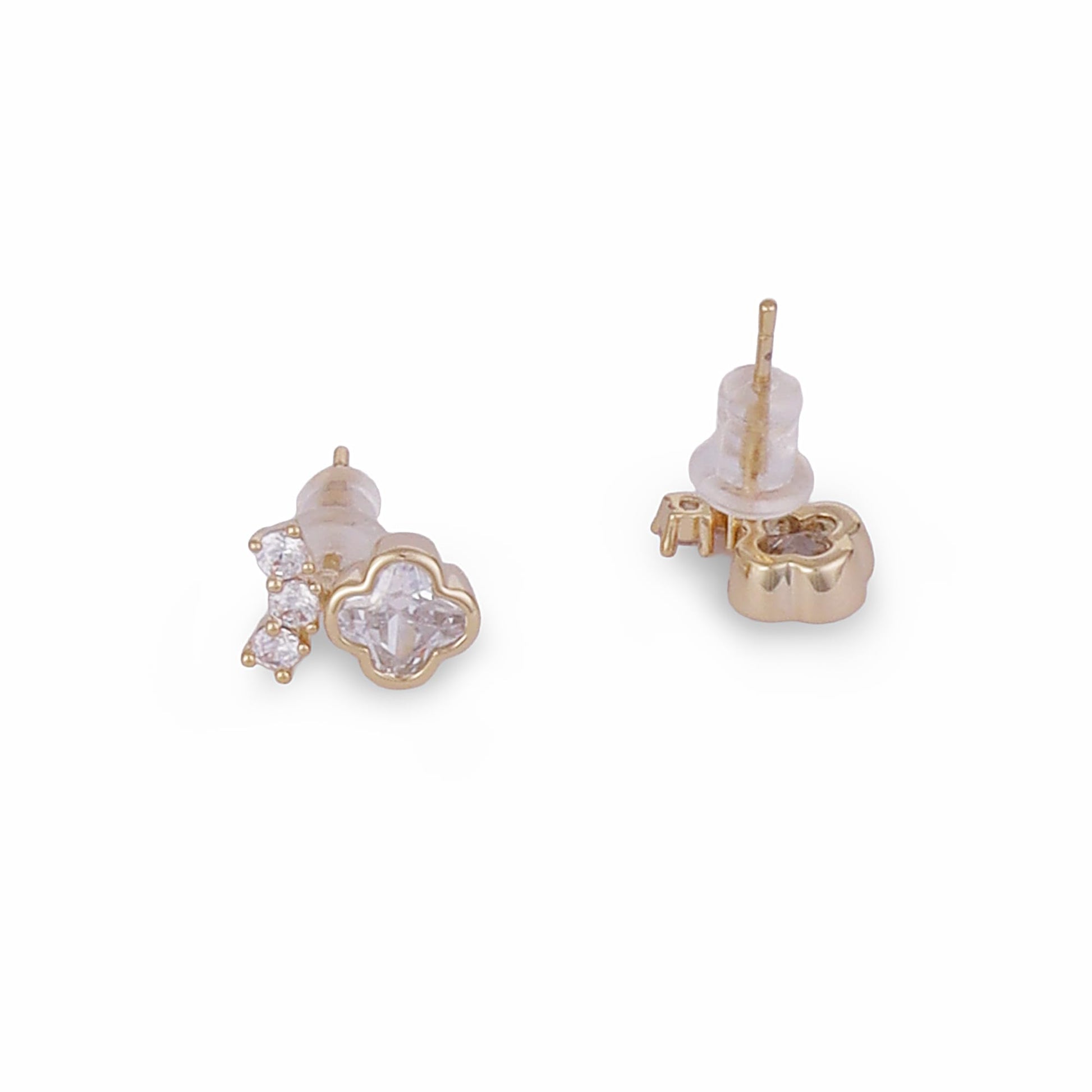 Saloni Fashion Jewellery Astonish Round Shape Center Stone Gold Plated Stud Earring For Women