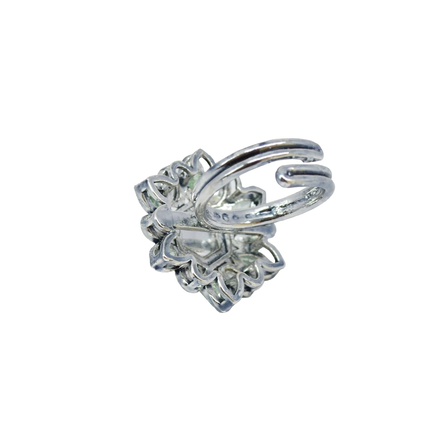 Saloni Fashion Jewellery Modish Flower Design Silver Plated Kundan Stone Adjustable Finger Ring For Women and Girls