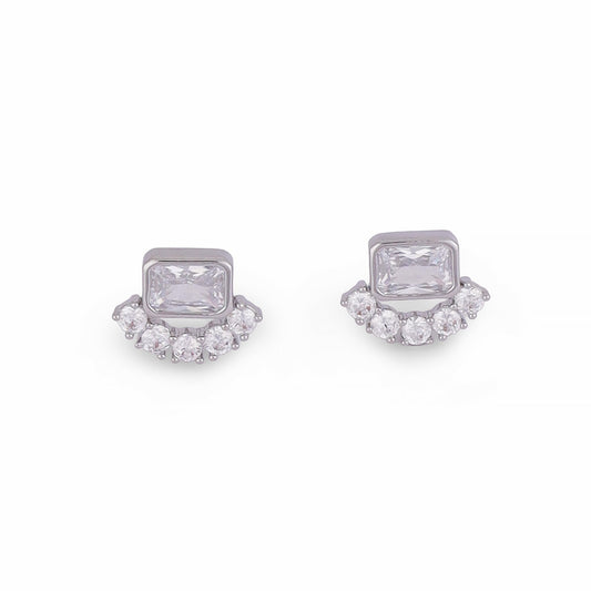 Saloni Fashion Jewellery Lovely Squire Shape Silver Plated Stud Earring For Women