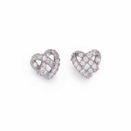 Saloni Fashion Jewellery Modern Heart Shape Silver Plated Stud Earring For Women