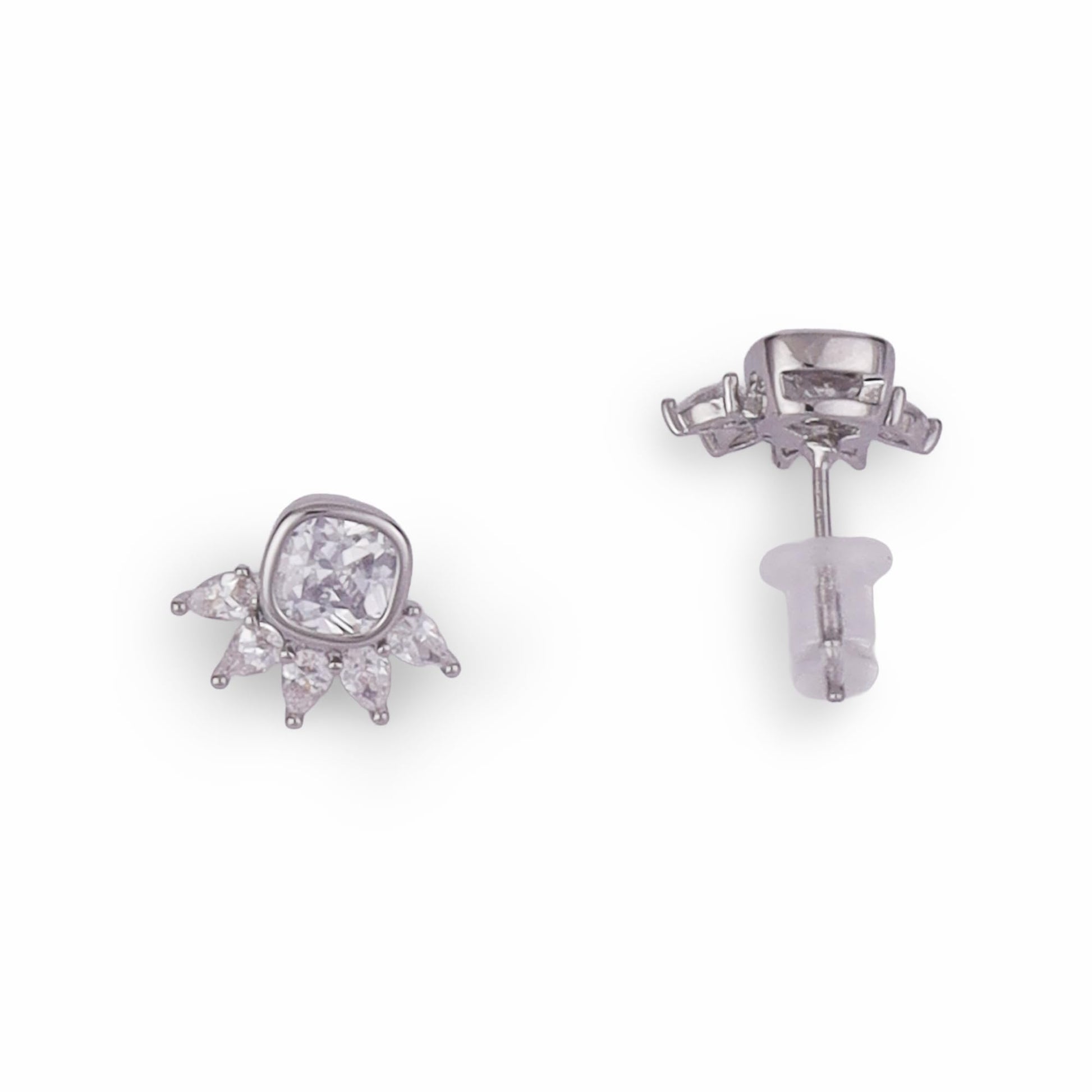 Saloni Fashion Jewellery Graceful Round and Leaf Shape Silver Plated Stud Earring For Women