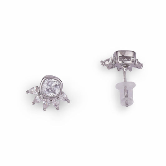 Saloni Fashion Jewellery Graceful Round and Leaf Shape Silver Plated Stud Earring For Women