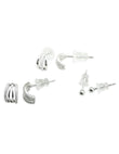 Saloni Fashion Jewellery Cuff Shape CZ Studded Combo of 3 Silver Plated Stud Earring For Women and Girls - view 2