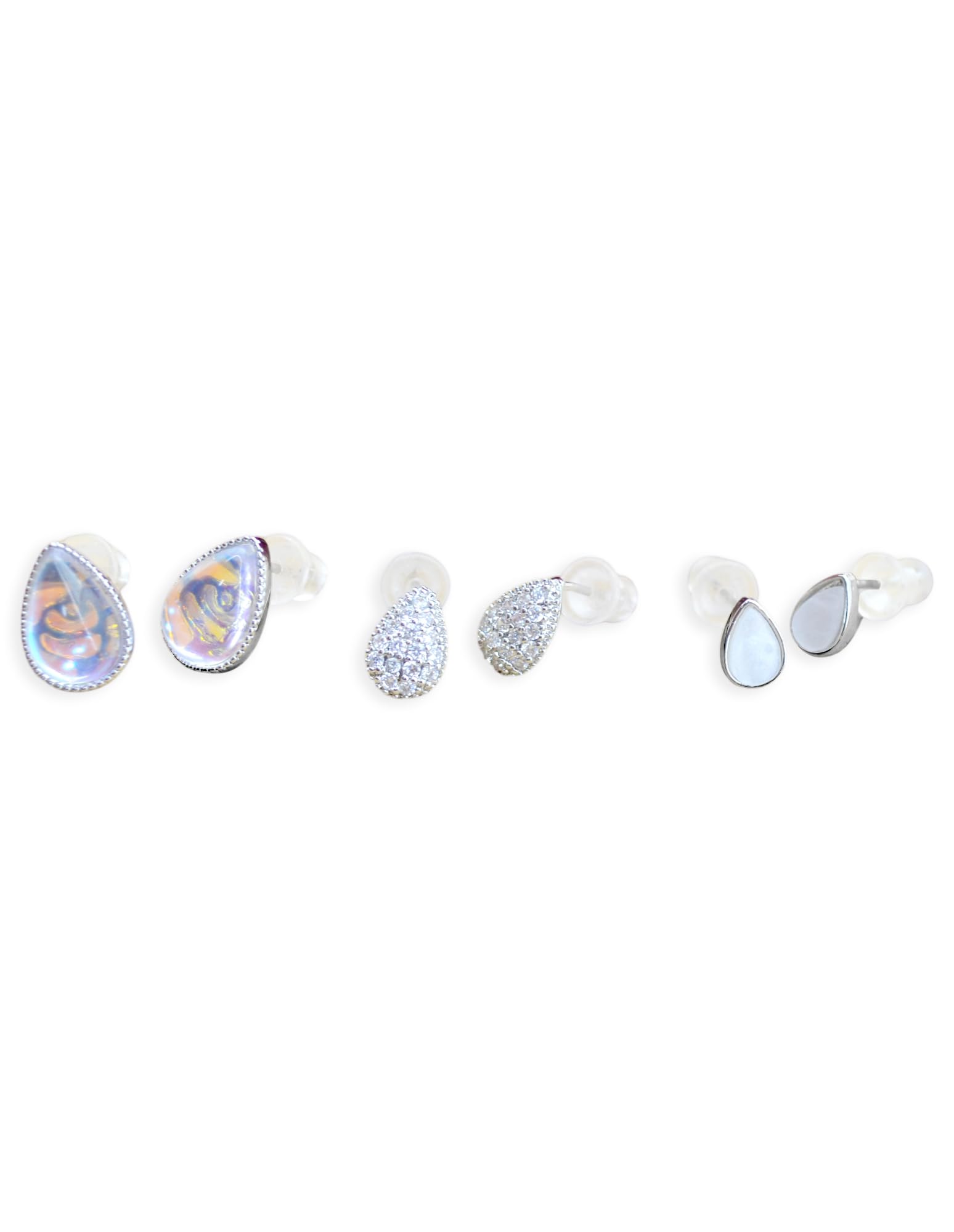 Saloni Fashion Jewellery Graceful Oval Shape Combo of 3 Silver Plated Stud Earring For Women and Girls