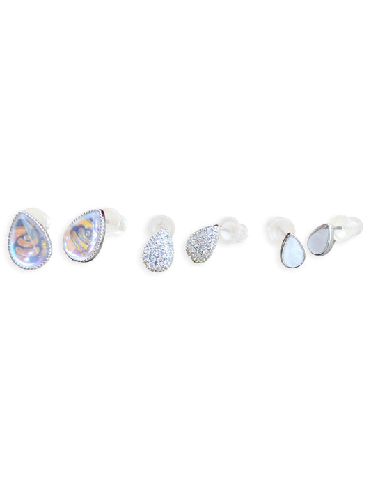 Saloni Fashion Jewellery Graceful Oval Shape Combo of 3 Silver Plated Stud Earring For Women and Girls