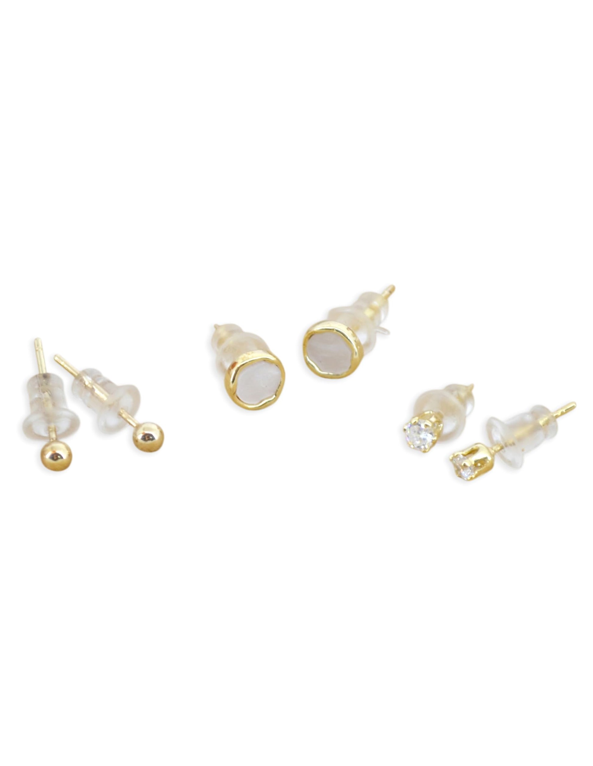 Saloni Fashion Jewellery Fine Round Shape Combo of 3 Gold Plated Stud Earring For Women and Girls