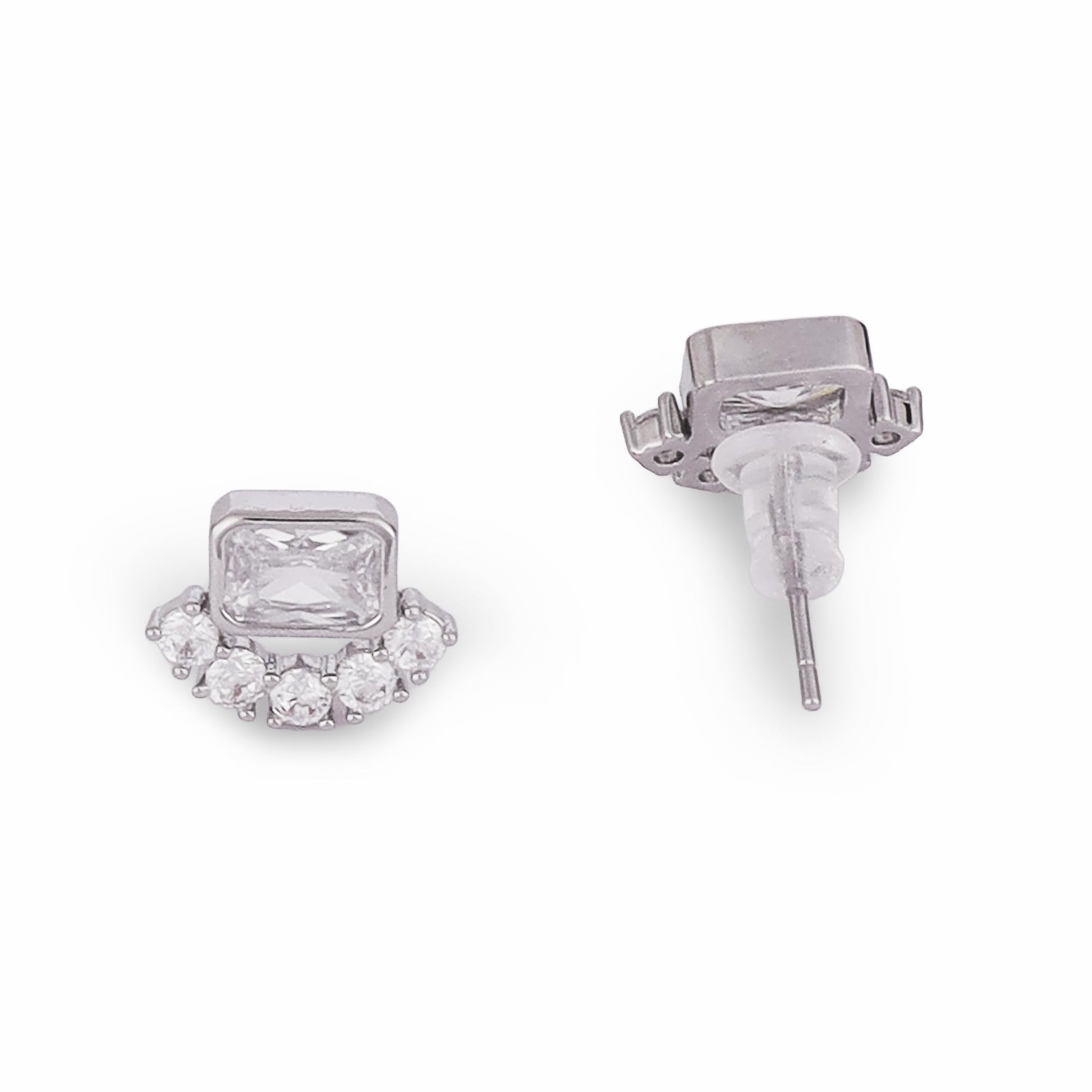Saloni Fashion Jewellery Lovely Squire Shape Silver Plated Stud Earring For Women