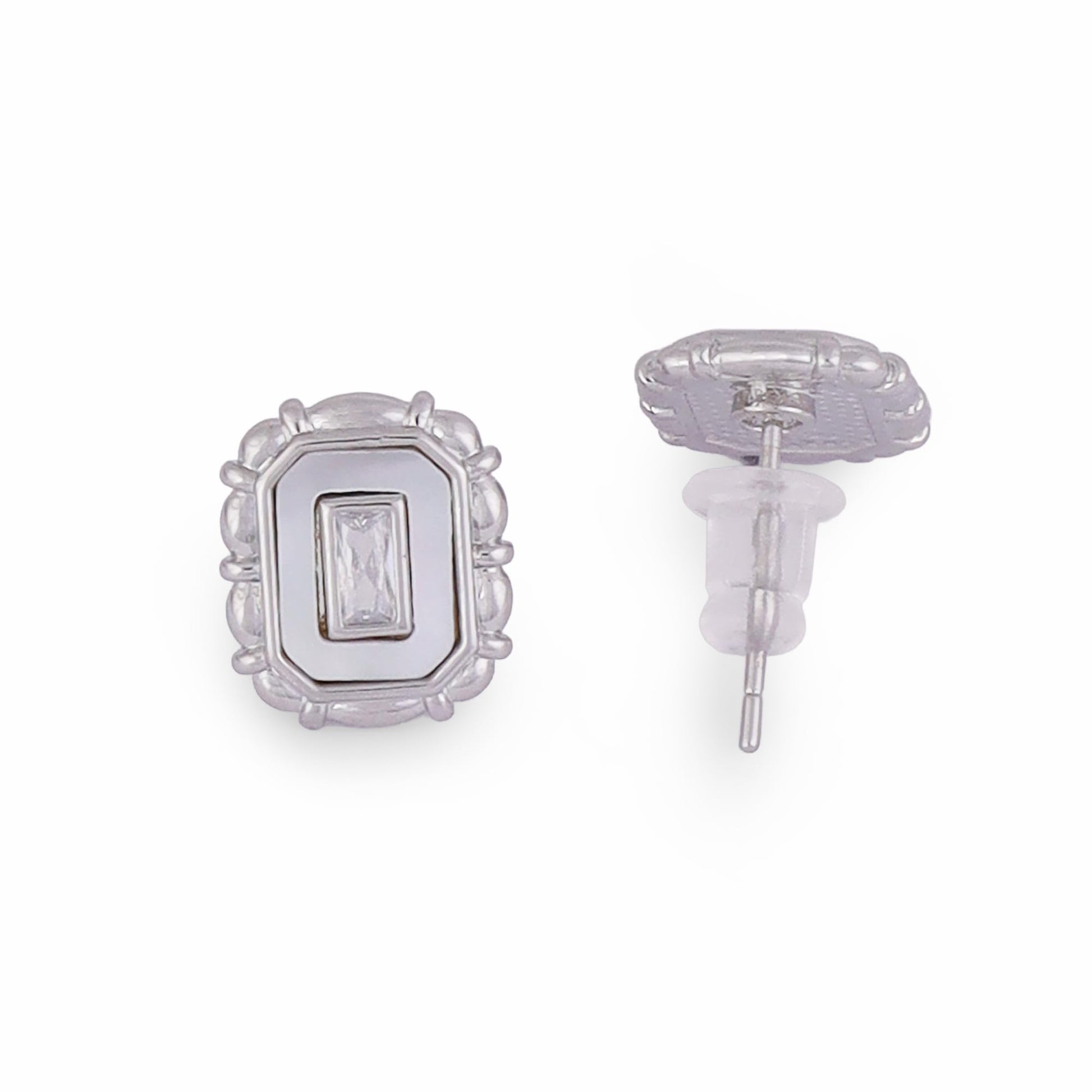 Saloni Fashion Jewellery Classy Squire Shape Silver Plated Stud Earring For Women