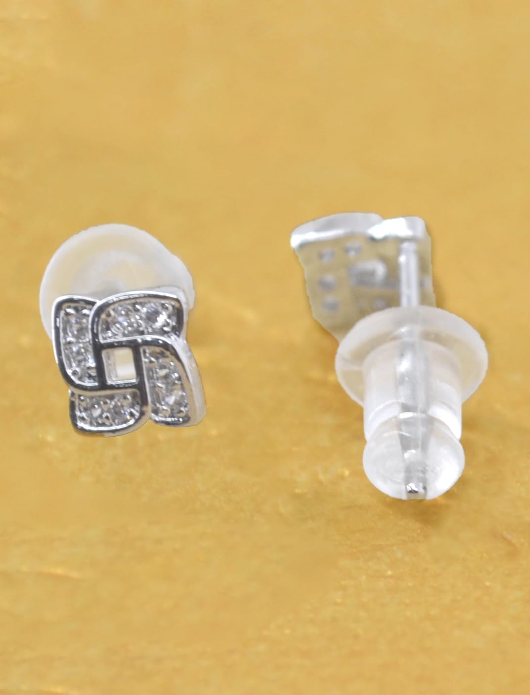 Saloni Fashion Jewellery Flowing Round Shape CZ Brass Silver Plated Set of 3 Combo Stud Earring For Women and Girls