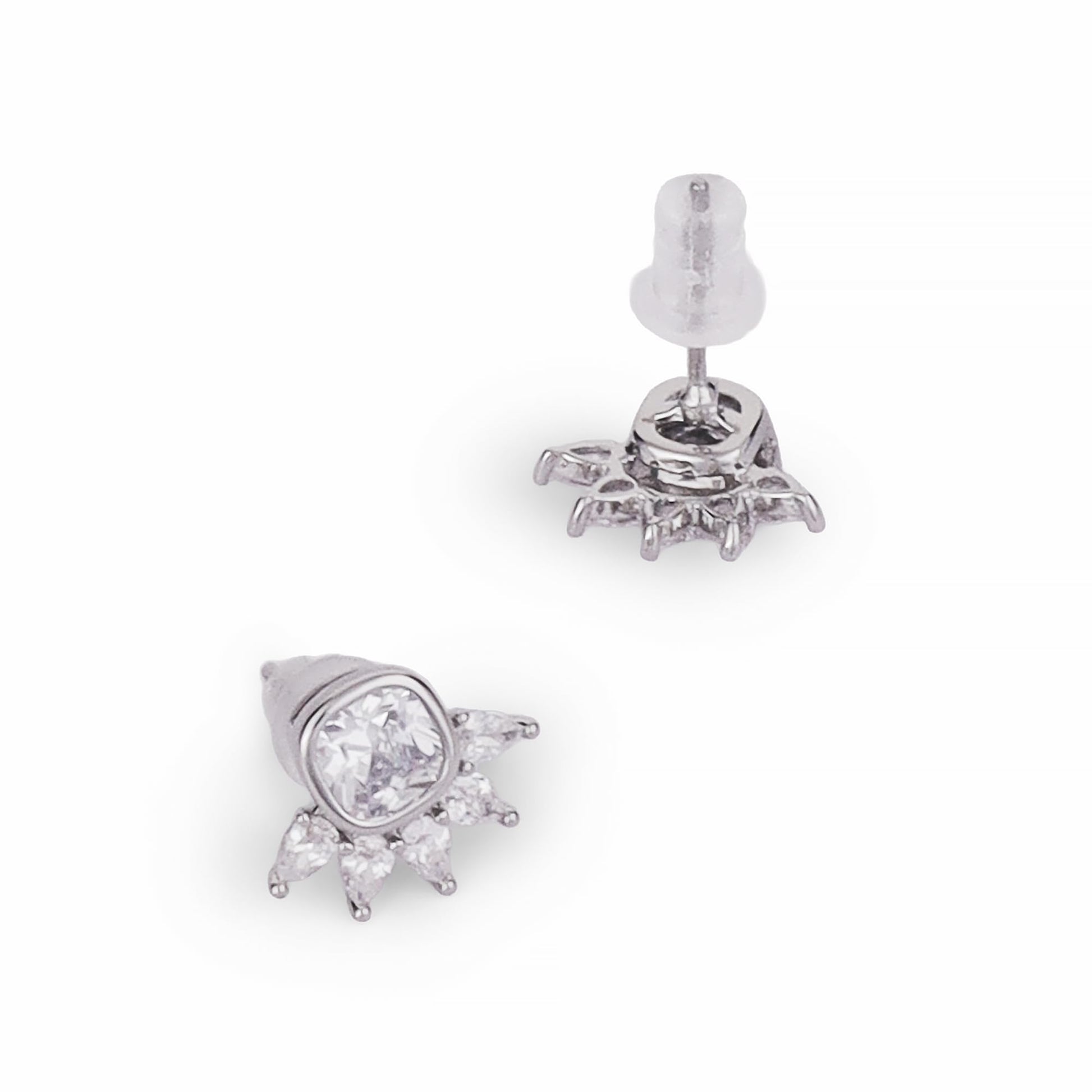 Saloni Fashion Jewellery Graceful Round and Leaf Shape Silver Plated Stud Earring For Women
