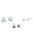 Saloni Fashion Jewellery Heart and Flower Design Combo of 3 Silver Plated Stud Earring For Women and Girls - view 2