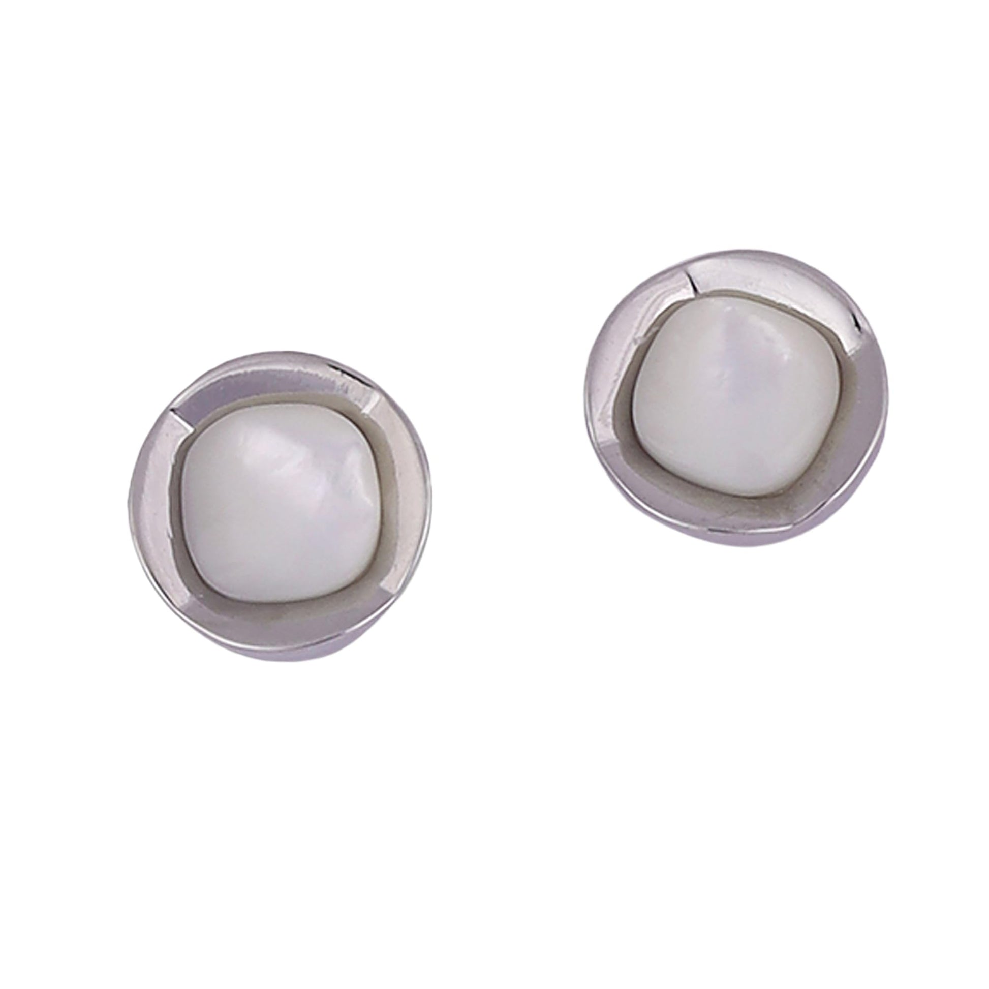 Saloni Fashion Jewellery Creative Squire Shape Pearl Silver Plated Stud Earring For Women