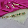 Saloni Fashion Jewellery Pretty Round Shape Green Kundan Antique Gold Plated Hair Clip For Women and Girls