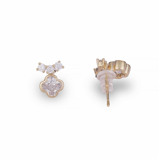 Saloni Fashion Jewellery Astonish Round Shape Center Stone Gold Plated Stud Earring For Women