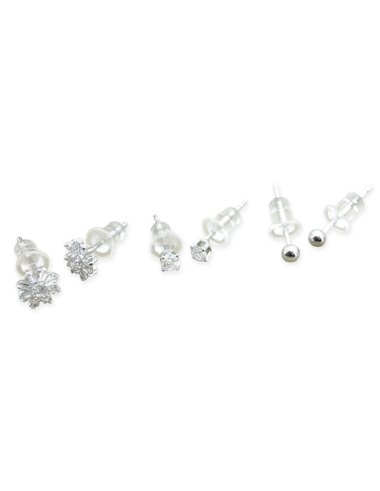 Saloni Fashion Jewellery Classy Flower Desing Combo of 3 Silver Plated Stud Earring For Women and Girls