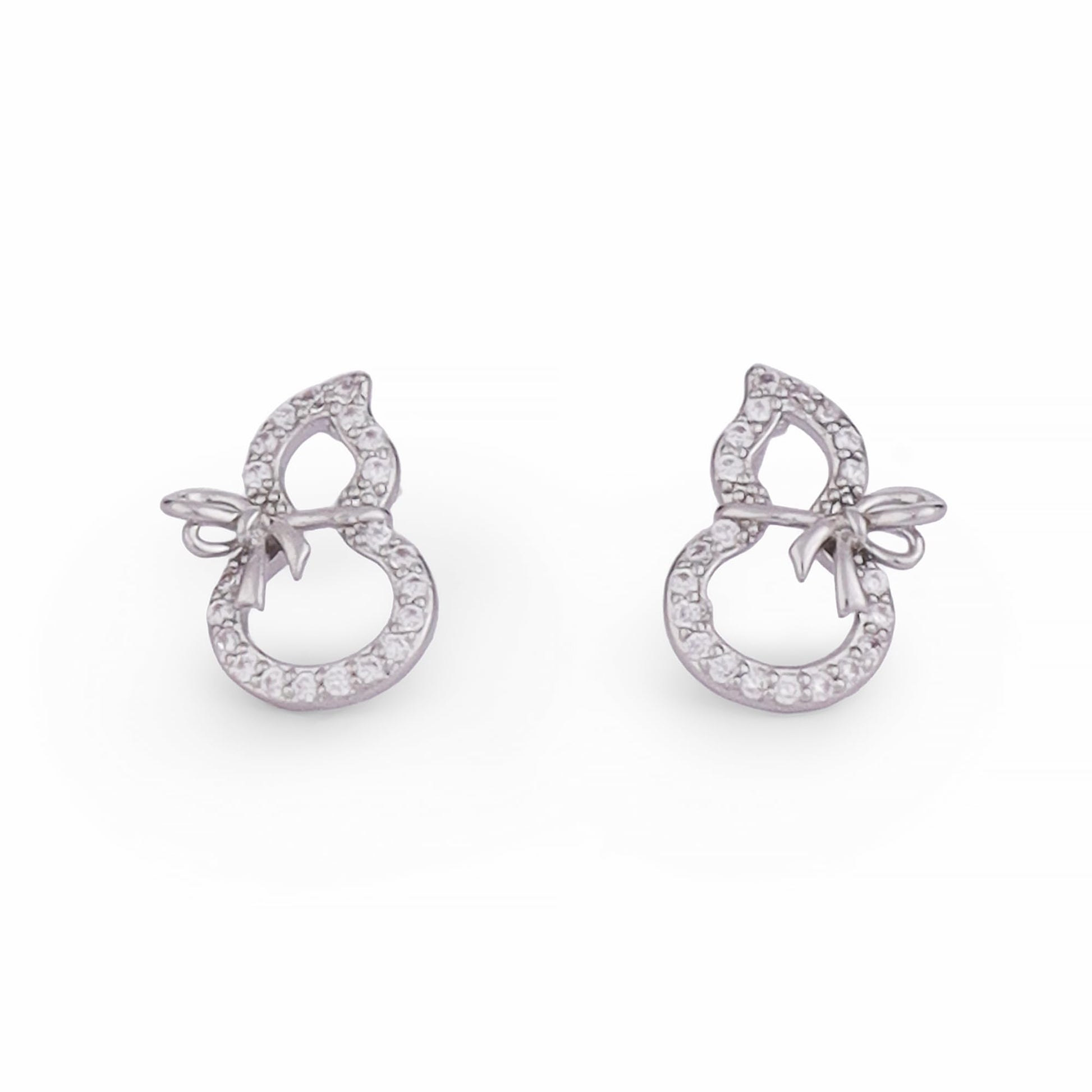 Saloni Fashion Jewellery Stylish Figure 8 Shape Studded CZ Silver Plated Stud Earring For Women