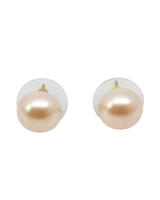 Saloni Fashion Jewellery Splendid Round shape Mother of Pearl 1 Pair Gold Plated Stud Earring For Women and Girls