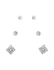 Saloni Fashion Jewellery Flowing Round Shape CZ Brass Silver Plated Set of 3 Combo Stud Earring For Women and Girls - view 2