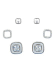 Saloni Fashion Jewellery Circle Shape CZ Brass Silver Plated Set of 3 Combo Stud Earring For Women and Girls - view 2