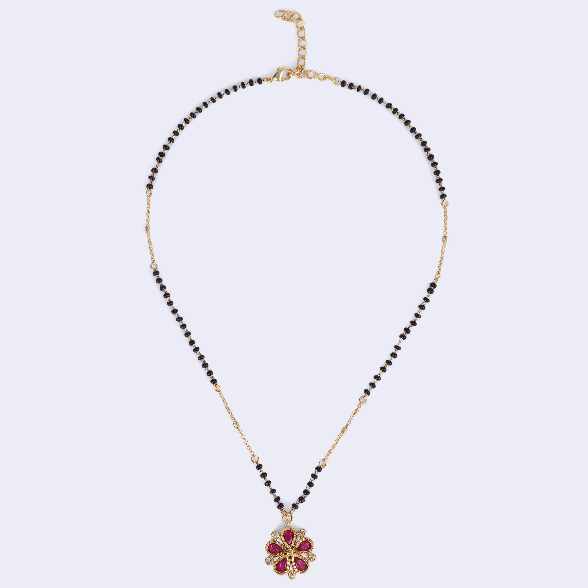 Saloni Fashion Jewellery Traditional Flower Design Black Beads Gold Plated Princess Necklace For Women